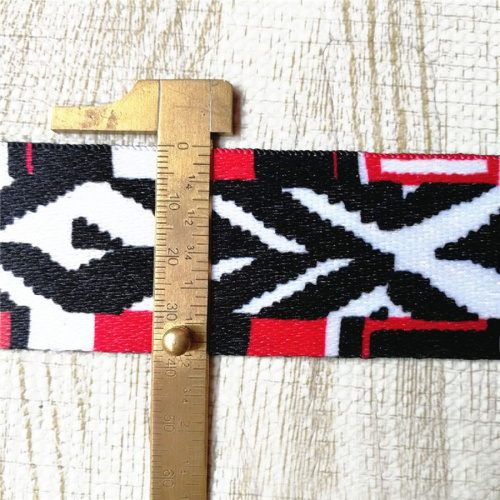 Лента ременная 38 мм Черно-красный орнамент пэ  LRP_38BROR - фото товара фото 4