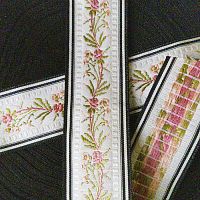 Лента текстильная 38 мм Вышивка Цветочки  - купить для кожевенного хобби