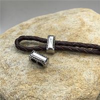 Бусина для двух шнуров 4 мм Сталь  - купить для кожевенного хобби