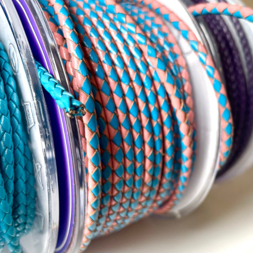 Шнур кожаный круглого сечения 3 мм плетеный Двухцветный LC  LC 32 - фото товара фото 3