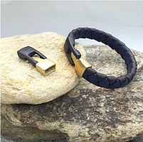 Замок 10х5 мм для плоских браслетов Черно-золотой Сталь  - купить для кожевенного хобби