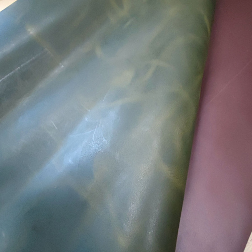 Кожа чепрак 2,5 мм раст. дубл. Зеленый Пул-ап Conceria Италия  фото 6