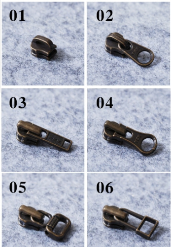 Бегунок, зажимы, ограничители для молнии №3 YKK под бронзу фото 9