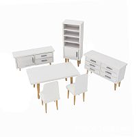 Набор мебели для кукол Столовая 6 предметов Белый  - купить для кожевенного хобби