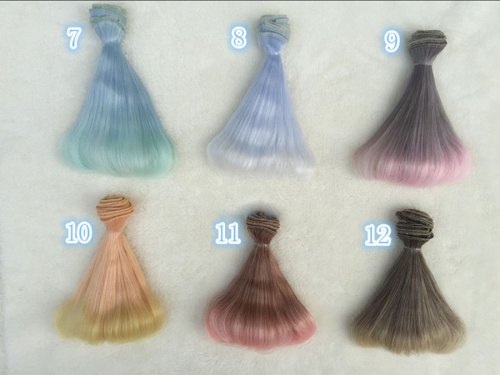 Трессы для кукол 15 см с Подвитыми кончиками биколор BJD фото 2
