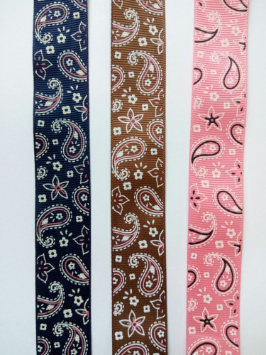 Лента репсовая 25 мм принт Пейсли