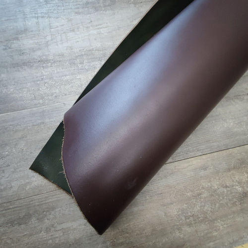 Кожа чепрак 2,5 мм раст. дубл. Зеленый Пул-ап Conceria Италия  фото 3