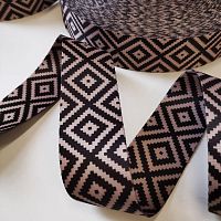 Лента ременная стропа 50 мм Черно-бежевая п/э  - купить для кожевенного хобби