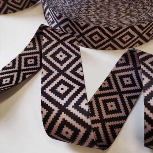 Лента ременная стропа 50 мм Черно-бежевая п/э  L-JUN59 - фото товара