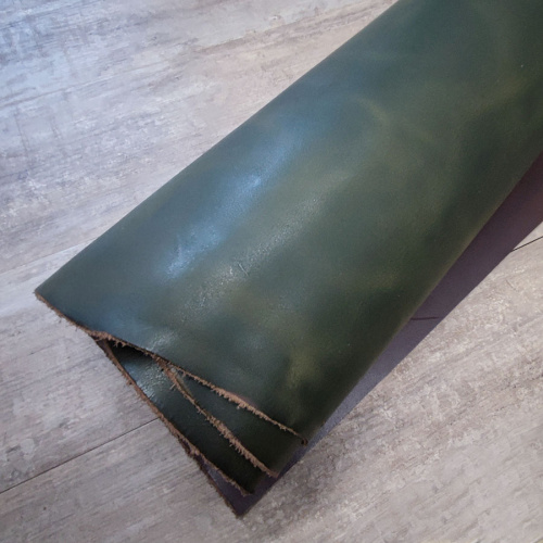 Кожа чепрак 2,5 мм раст. дубл. Зеленый Пул-ап Conceria Италия  фото 4