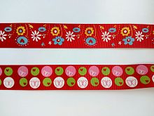 Лента репсовая 25 мм красная с принтом