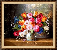 Набор для вышивки лентами Голландский натюрморт с тюльпанами и розами  - купить для кожевенного хобби