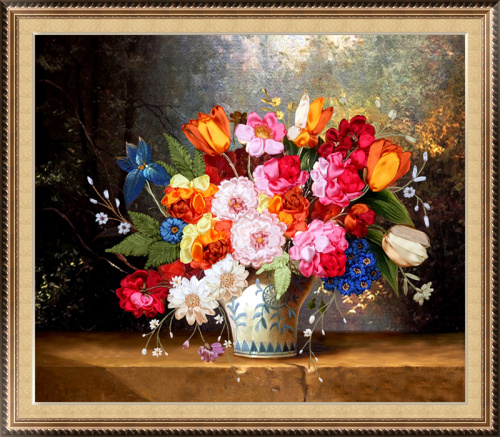 Набор для вышивки лентами Голландский натюрморт с тюльпанами и розами  VL 88-2329 - фото товара