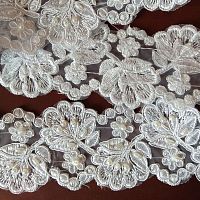 Тесьма декоративная с бусинами Белая 65 мм  - купить для кожевенного хобби