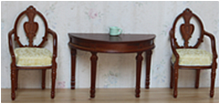Миниатюра для кукол Столик приставной со стульями Орех   - купить для кожевенного хобби