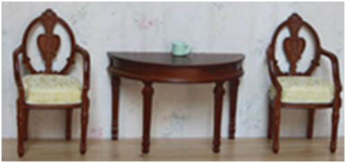Миниатюра для кукол Столик приставной со стульями Орех | Галерея фото | Pava.pro Миниатюра для кукол Столик приставной со стульями Орех - фото товара