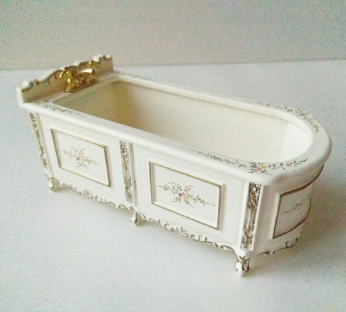 Миниатюра для кукол Набор для ванной комнаты Золото на белом  D BZP-001 - фото товара фото 2