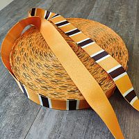 Лента ременная 38 мм Оранжевая с полосками пэ  - купить для кожевенного хобби