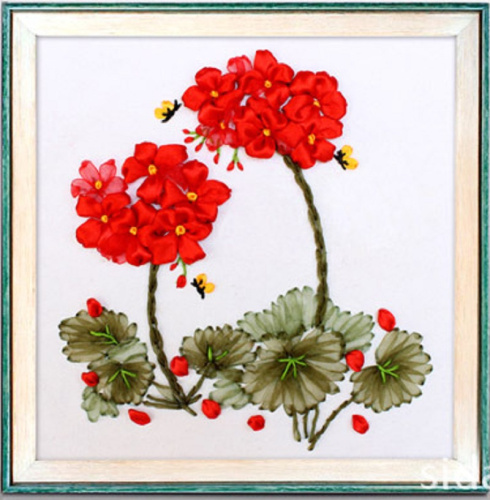 Набор для вышивки лентами Герань  VL DA-A182 - фото товара фото 4