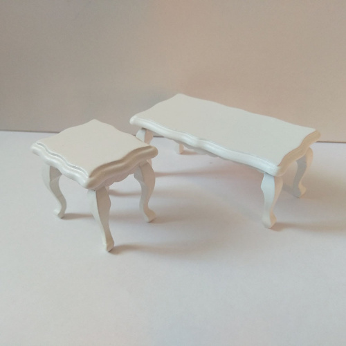 Столик деревянный для кукол Белый / Орех Миниатюра 1:12 фото 2