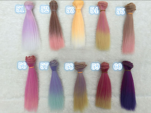 Трессы для кукол 15 см Прямые двухцветные  фото 3