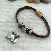 Бусины 12 х 3 мм для плоских браслетов Перекрестие Сталь  - купить для кожевенного хобби