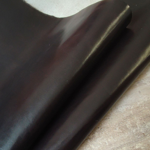 Кожа КРС 1,0-1,2 мм с покр. Черный шоколад Италия фото 3