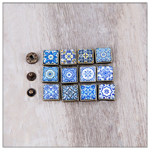 Кнопки пробивные фигурные Узоры Квадрат 17 мм