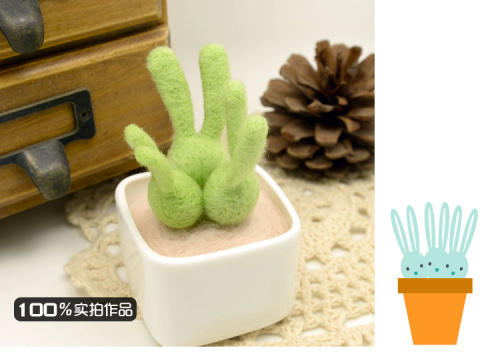 Набор для валяния Кактус-зайчик в керамическом горшочке | Галерея фото | Pava.pro Набор для валяния Кактус-зайчик в керамическом горшочке - фото товара