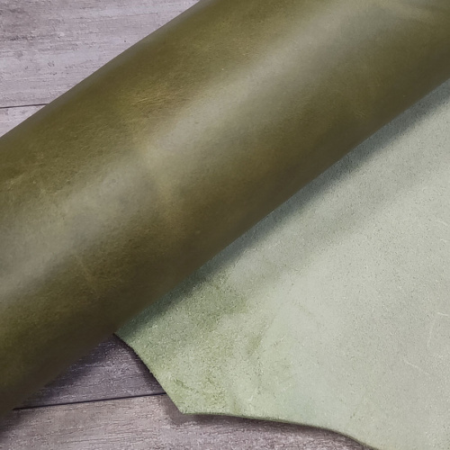 Кожа Пола 1,2 мм растит. дубл. PONTE WAX Олива фото 5