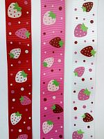 Лента репсовая 25 мм принт Ягодка