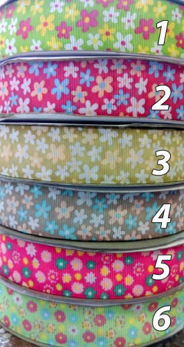 Лента репсовая 25 мм принт цветочный Пастель фото 2