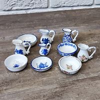 Фарфоровый кувшин и чаша для кукол Разные расцветки