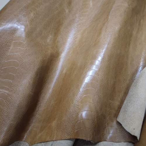 Кожа КРС 1,0 мм с тиснением Страус светлый фото 4