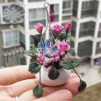 Цветы в подвесном кашпо для кукольного дома 1:12  - купить для кожевенного хобби