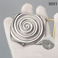 Пряжка 39 мм латунная с шипом Спираль  - купить для кожевенного хобби