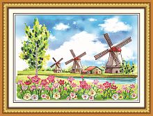 Набор для вышивки лентами Пейзаж с мельницами  - купить для кожевенного хобби