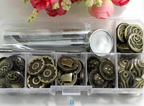 Кнопки пробивные фигурные под бронзу набор 24-36 шт + инструмент для установки фото 2 Кнопки пробивные фигурные под бронзу набор 24-36 шт + инструмент для установки фото 2