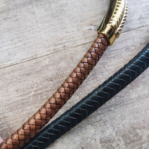 Шнур кожаный плоский плетеный 12х6 мм 20 см LC фото 3