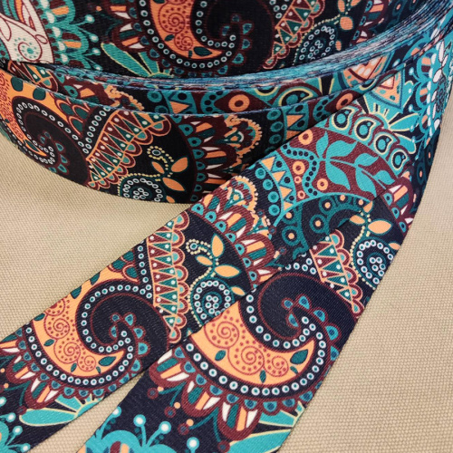 Лента ременная стропа 38, 50 мм Пейсли синие Лента ременная стропа 38, 50 мм Пейсли синие