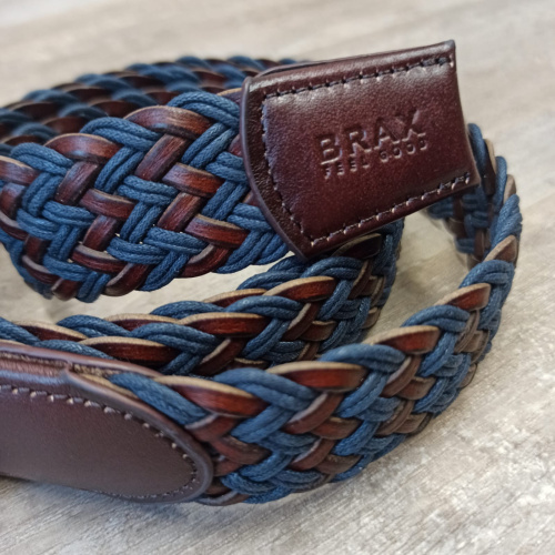 Ремень плетеный 38 мм толщ. 3.5 мм Сине-коричневый  RS 72 - фото товара фото 6