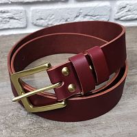 Ремень кожаный 38 мм толщ. 3.8 мм пряжка латунная Красно-коричневый  - купить для кожевенного хобби