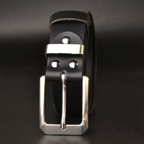 Ремень кожаный 38 мм толщ. 3.7 мм пряжка / шлевка стальная Черный  RS 71 - фото товара