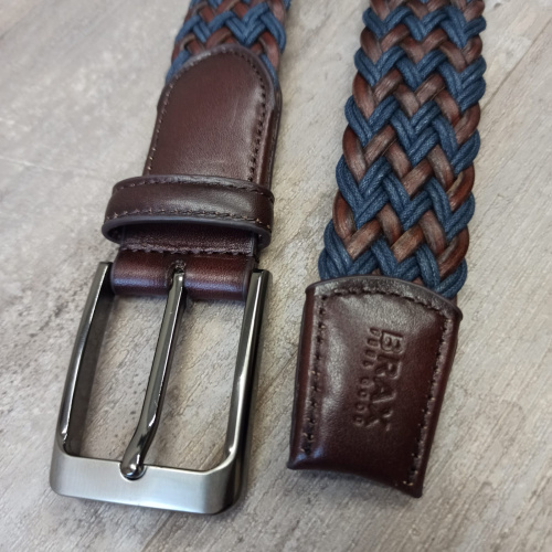 Ремень плетеный 38 мм толщ. 3.5 мм Сине-коричневый  RS 72 - фото товара фото 2