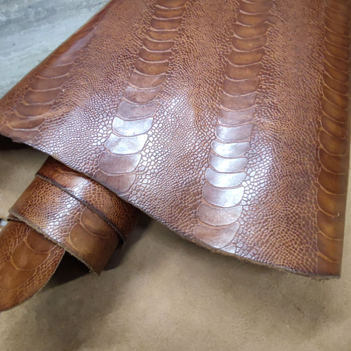 Кожа КРС 1,2 мм с тиснением Страус темный фото 5