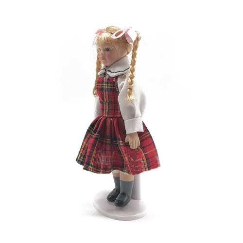 Кукла Девочка в платье шотландка Миниатюра 1:12  DH DK-27 - фото товара фото 3