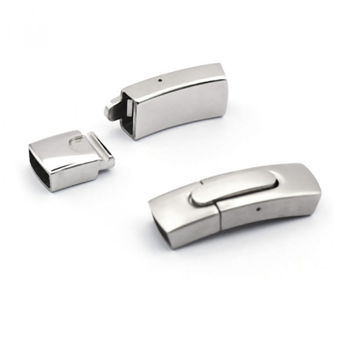 Замок 12х6 мм для плоских браслетов с кнопкой Сталь фото 5