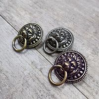 Кончо для кожаных изделий 34 мм Лев с кольцом Латунь