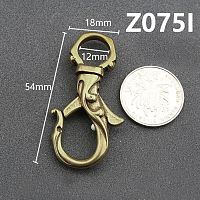 Карабин 12 мм поворотный декоративный латунь арт. Z0751  - купить для кожевенного хобби