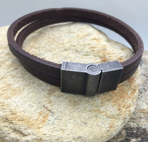 Замок 12х3 мм для плоских браслетов Сталь Антик  BR-z37 - фото товара